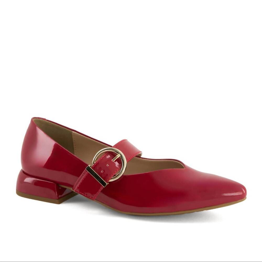NEW ANDREA women's low block heel shoes in red